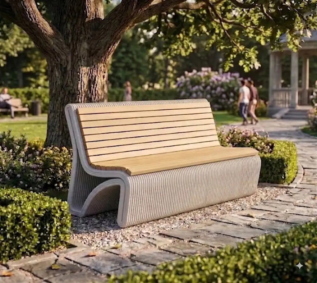 Tekirdağ kent parkında 3D beton baskı bank — AFK 3D Beton